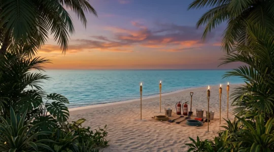 Préparation d'un feu d'artifice privé pour une célébration tropicale en respectant les règles de sécurité