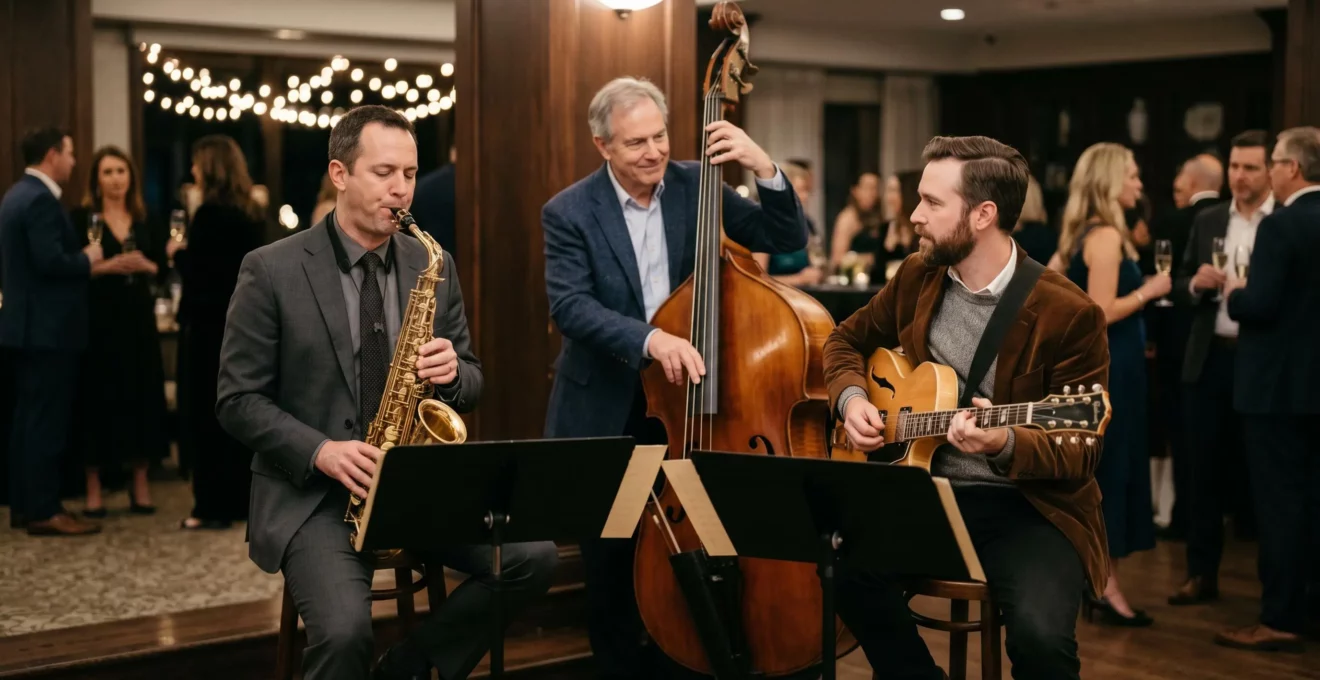 Formation de musiciens de jazz jouant lors d'un cocktail élégant