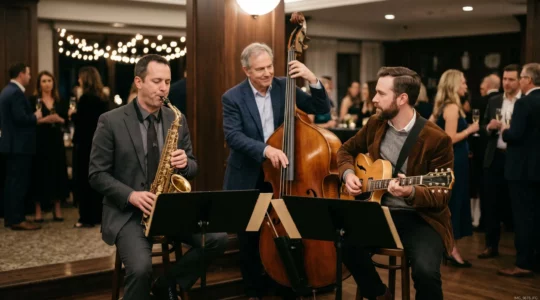 Formation de musiciens de jazz jouant lors d'un cocktail élégant