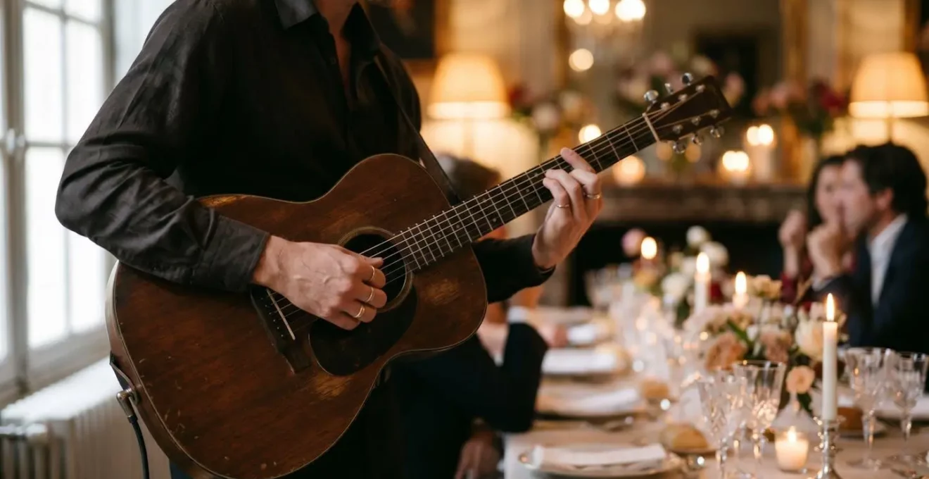 Musicien se produisant lors d'une soirée privée élégante en France
